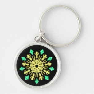 Chaveiro Flor néon amarela e verde