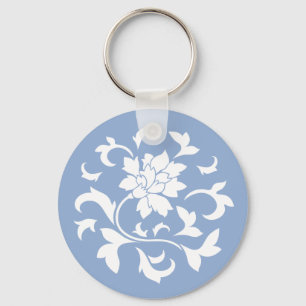 Chaveiro Flor Oriental - Padrão Circular Azul de Serenidad