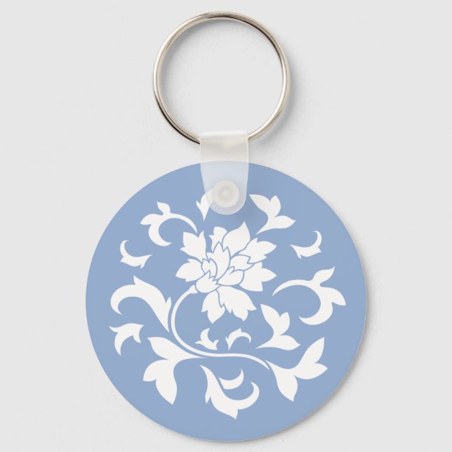 Chaveiro Flor Oriental - Padrão Circular Azul de Serenidade (Frente)