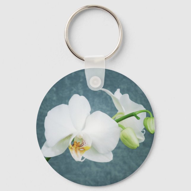 Chaveiro Flor Orquídea Branca Zen (Frente)
