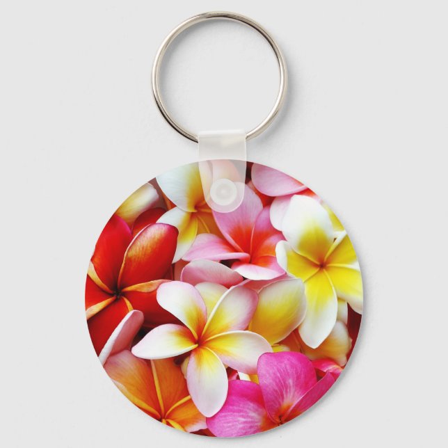 Chaveiro Flor Plumeria Frangipani Hawaii Personalizado (Frente)