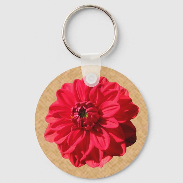 Chaveiro Flor Red Dahlia Photo (Frente)