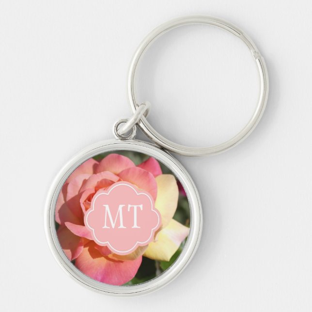 Chaveiro Flor rosa bonito e rosa amarela, sob medida (Frente)
