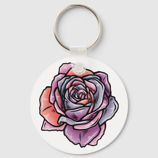 Chaveiro Flor Rosa colorido (Frente)