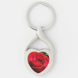 Chaveiro Flor Rosa vermelha brilhante Flor