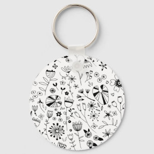 Chaveiro Flor Selvagem Monocromo