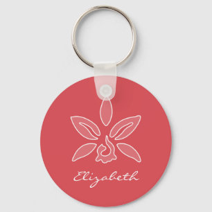 Chaveiro Flor Vermelho Quente Simples E Elegante Com Nome