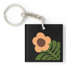 Floral Abstrato Moderno Verde e Laranja