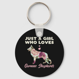 Chaveiro Floral Apenas Uma Menina Que Ama German shepherd