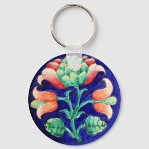 Chaveiro FLORAL, azul rosa verde