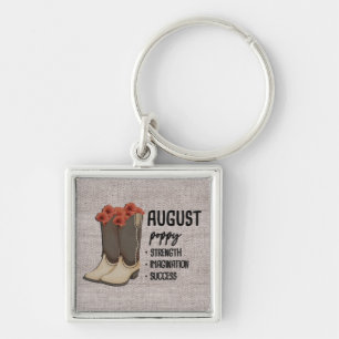 Chaveiro Floral Boots Nascimento Mês Flor/August Poppy