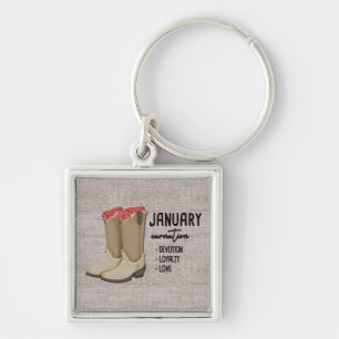 Chaveiro Floral Boots Nascimento Mês Flor/ Cravo Janeiro
