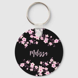 Chaveiro Floral Cerejeira Brilhante Rosa Preto