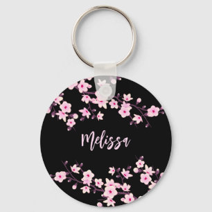 Chaveiro Floral Cerejeira Brilhante Rosa Preto