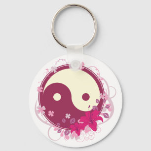 Chaveiro Floral cor-de-rosa de Yin Yang