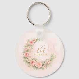 Chaveiro Floral Crescent Eid Mubarak Keychain– Soft Pink &