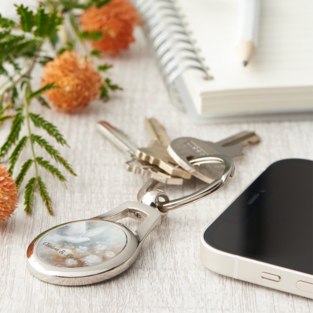 Chaveiro Floral da Pomba de Casamento - Personaliz (Lateral)