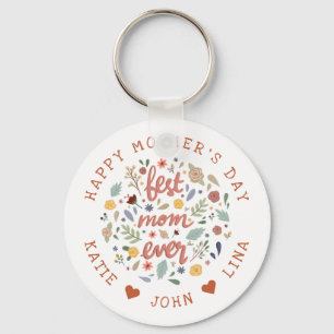 Chaveiro Floral de Caligrafia da Melhor Mãe