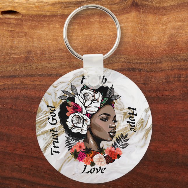 Chaveiro Floral de Mulher Africana (Frente)