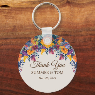 Chaveiro Floral de Verão elegante Obrigado