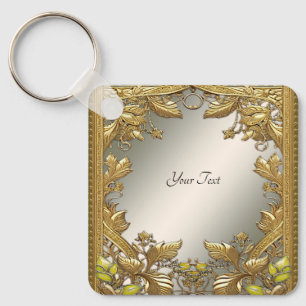 Chaveiro Floral Decorativo Dourado Elegante
