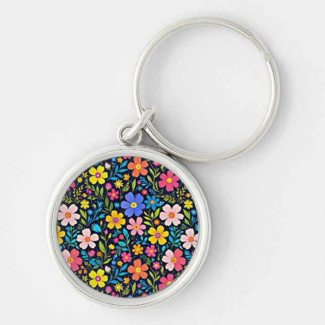 Chaveiro Floral Digital Painting Flowers Pattern-38875 (Frente)