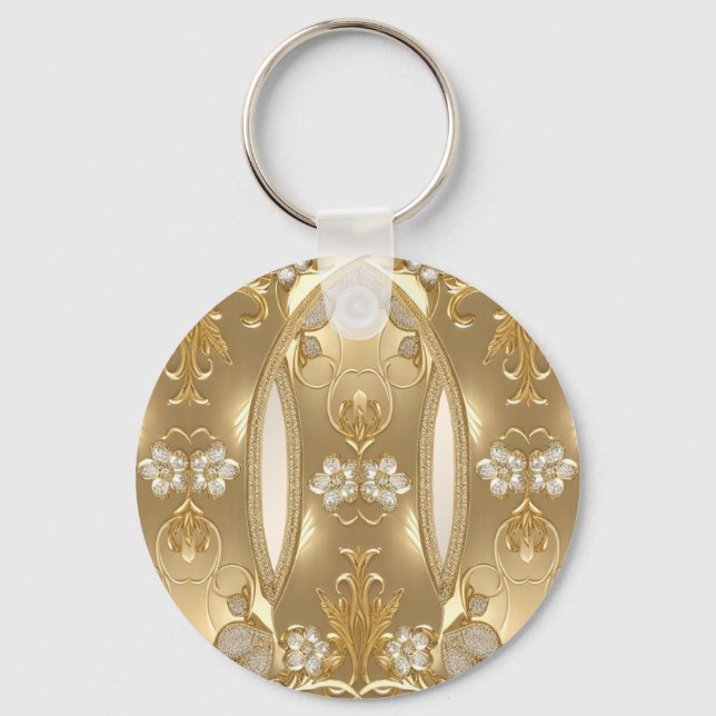 Chaveiro Floral do Ornamentado Dourado (Frente)