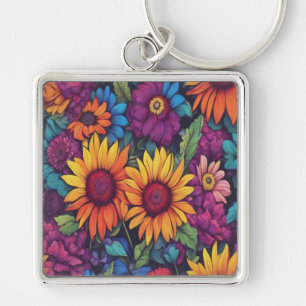 Chaveiro Floral e Girassol -