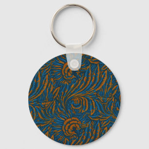 Chaveiro Floral Elegance Blue & Dourado, Artes e Artesanato