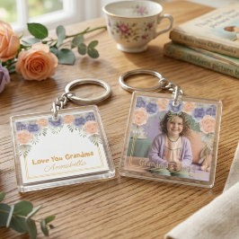 Chaveiro Floral Garden Grandma Photo Keychain