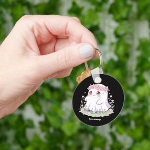 Chaveiro Floral Ghost Halloween Figurume para Meninas