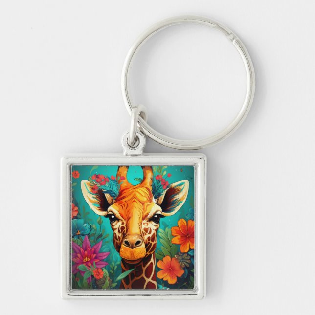 Chaveiro Floral Girafa Portrait- 9319 (Frente)