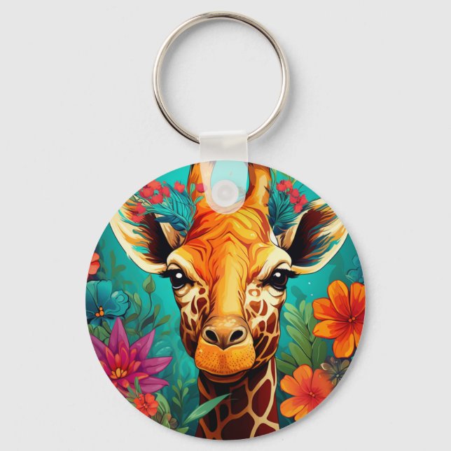 Chaveiro Floral Girafa Portrait- 9319 (Frente)