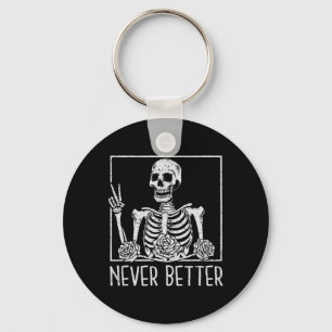 Chaveiro Floral Halloween Bebendo Skelover Café Nunca Seja