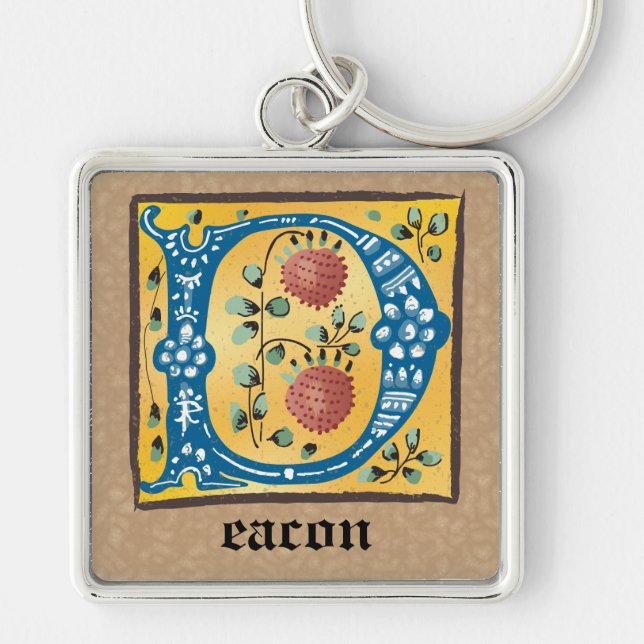 Chaveiro Floral Iluminado D Monograma Luminado ao Quadrado (Frente)