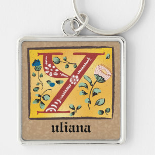 Chaveiro Floral Iluminado Y Monograma em Quadrado