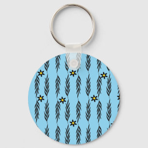 Chaveiro Floral Minimalista Sem Costura Botânica Moderna Da