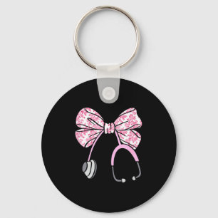 Chaveiro Floral Nk Coquette Laço Rn Enfermeira Estetoscópio
