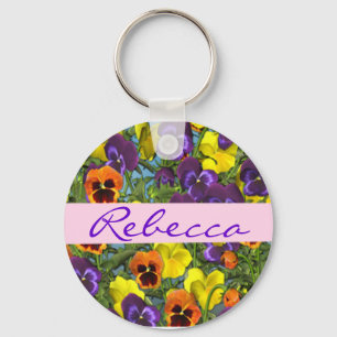 Chaveiro floral personalizado dos Pansies