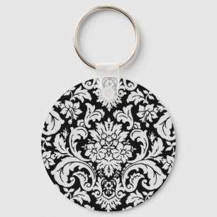Chaveiro Floral Preto e Branco