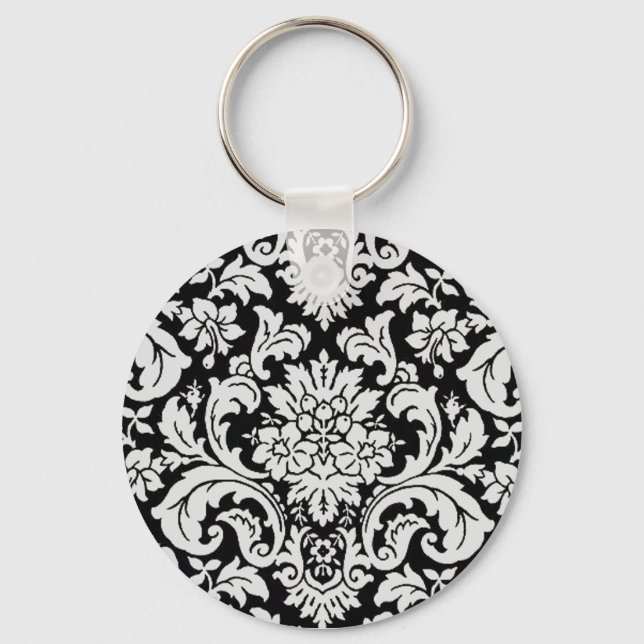 Chaveiro Floral Preto e Branco (Frente)