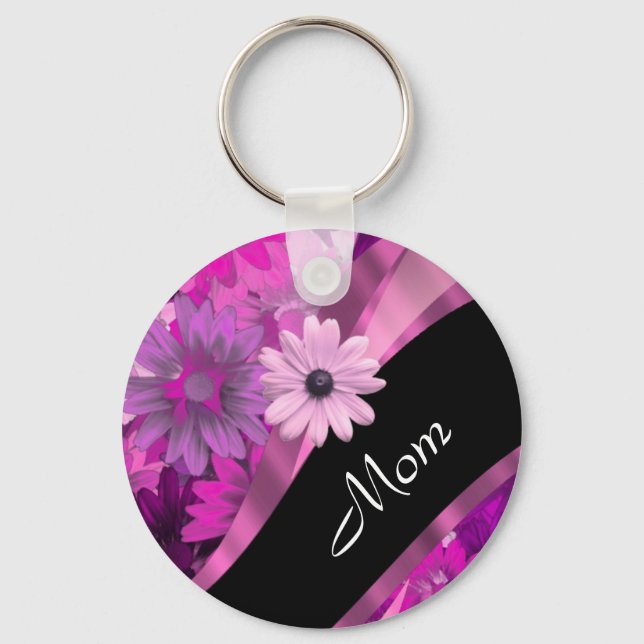 Chaveiro Floral rosa-mãe personalizado (Frente)