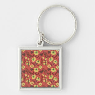 Chaveiro Floral sem costura, flores amarelas e vermelhas