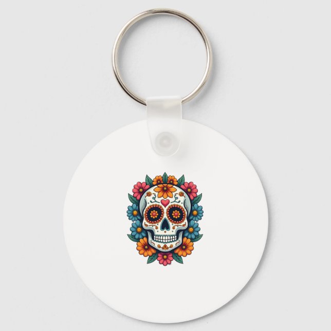 Chaveiro Floral Sugar Skull Dia De Muertos Day of The Dead  (Frente)