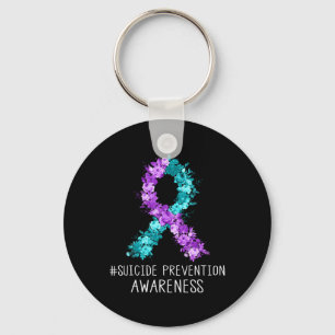 Chaveiro Floral Teal Roxo-Rupa-Fita Prevenção Suicida