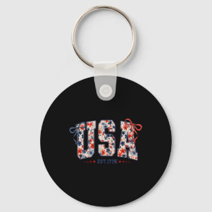 Chaveiro Floral Usa Coquette Laço Patriótico 4 De Julho Ame