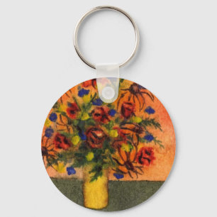 chaveiro Floral "Vaso Amarelo"