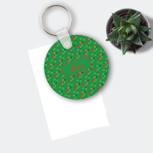Chaveiro Floral verde padrão flores silvestres nome Chaveir