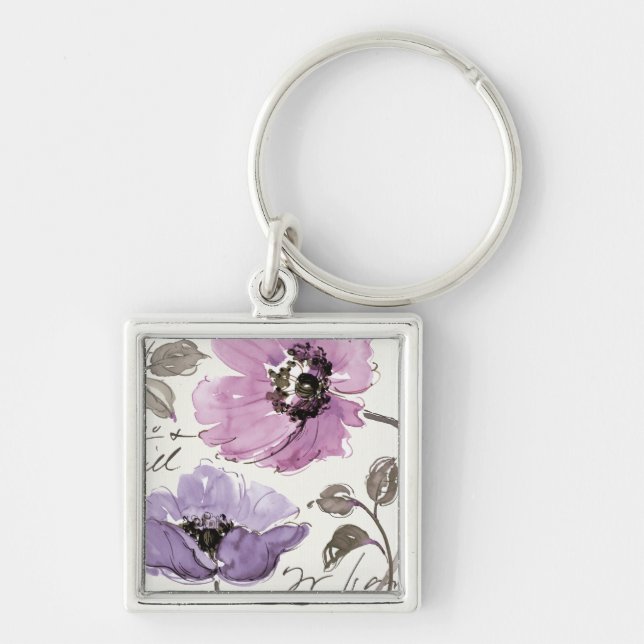 Chaveiro Floral Waltz Plum Watercolor Flowers (Frente)
