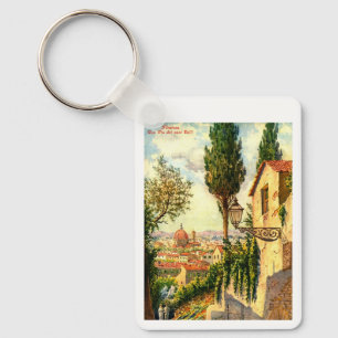 Chaveiro Florença, Itália, Cena de Rua Bonita Vintage